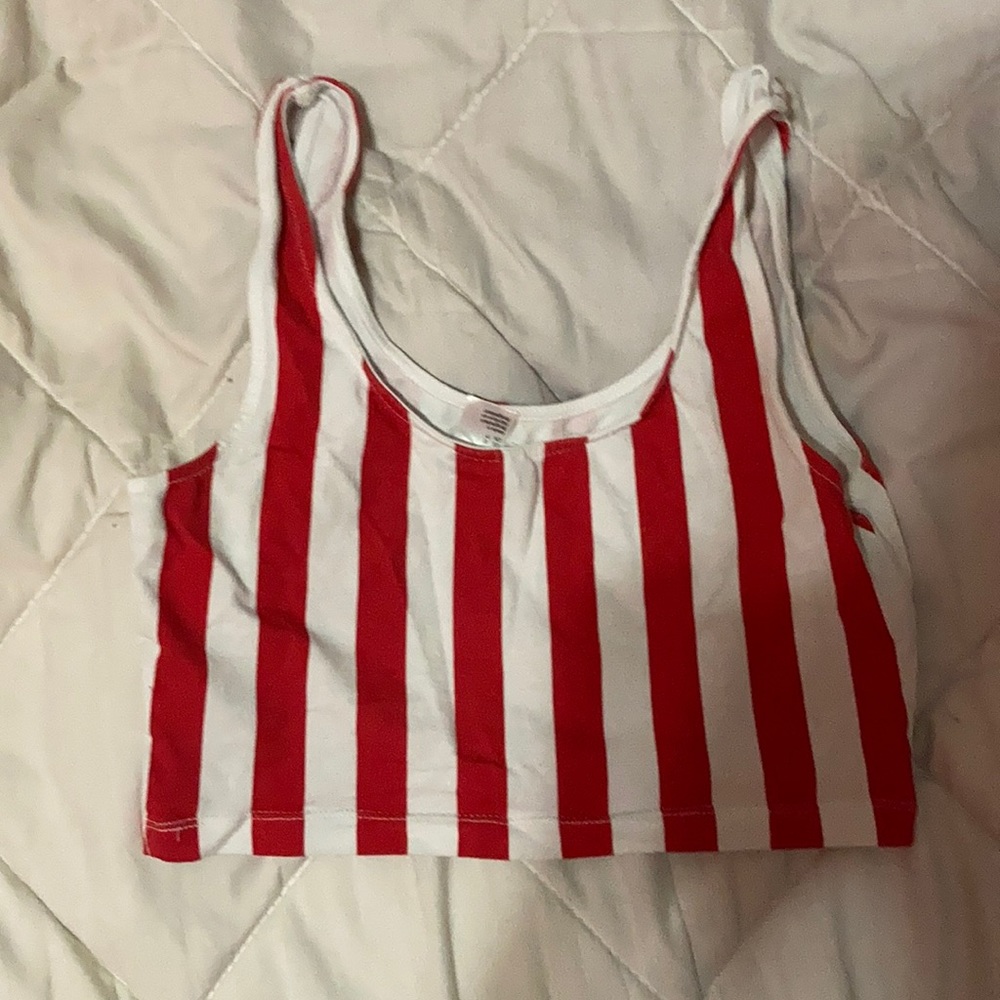 Red and white crop top